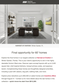 Final 60' Homes Remain in Harvest at Ovation