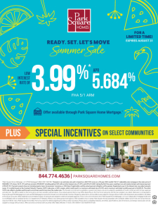 Ready Set Let's Move - Summer Sale - Park Square Homes