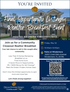Realtor Closeout Breakfast Event at Palms at Windermere