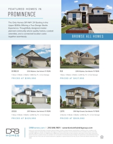 Quick Move In Homes at Prominence in West San Antonio
