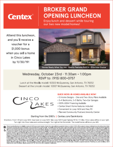 Broker Grand Opening at Cinco Lakes | Wednesday Oct. 23rd | 11:30 AM - 1:00 PM