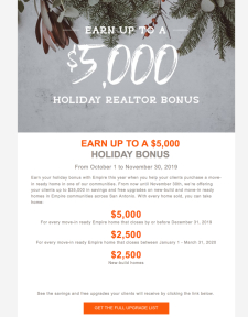 Earn up to a $5,000 Holiday Realtor Bonus