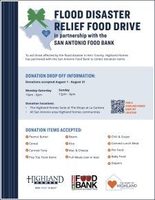 Flood Disaster Relief Food Drive with Highland Homes