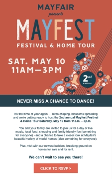 Join Us May 10th @ Mayfest - Model Tours, Music and More