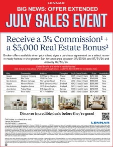 Lennar - Act NOW and receive a 3% Commission + a $5,000 Real Estate Bonus!