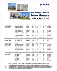 New Homes $299,990 and Under!