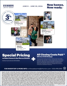 New Homes Now Ready! Special Pricing on Select Homes from Kyle to Seguin, Texas!