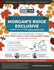 Prices are Falling and so are our Rates! Morgan's Ridge Exclusive
