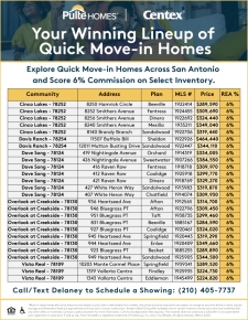 Score 6% Commission on SA Inventory - Pulte + Centex