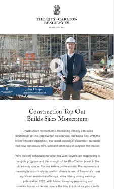 Ritz-Carlton Builds Sales Momentum Following Top Out