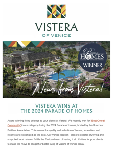 Vistera Wins 2024 Parade of Homes