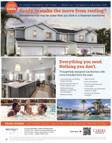 $0 Down + $3k Monthly Payments Available at Waterset Townhomes.