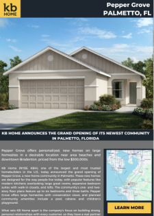 Announcing Grand Opening of Pepper Grove in Palmetto!