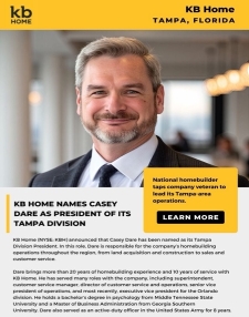 KB Home Names Casey Dare as President of Tampa Division