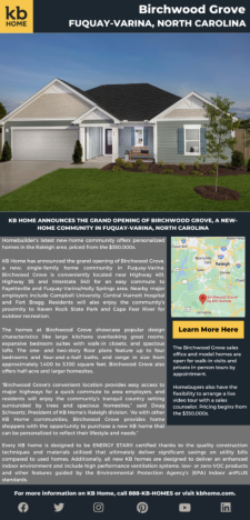 KB Home Announces the Grand Opening of Birchwood Grove