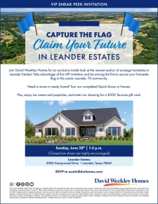 VIP Sneak Peek in Leander Estates