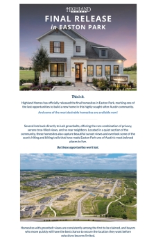 Easton Park’s Most Coveted Homesites Are Here