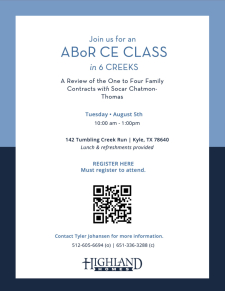 📘 Austin Board of Realtors CE Class at 6 Creeks – Contract Review | Aug 5