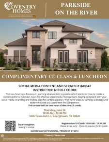 Complimentary CE Class & Luncheon at Parkside on the River!