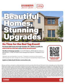 Purchase ANY Home to Qualify for Discount Pricing and a Move-In Package