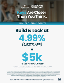 Build & Lock at a Fixed Rate of 4.99%* + $5,000 To Use Your Way