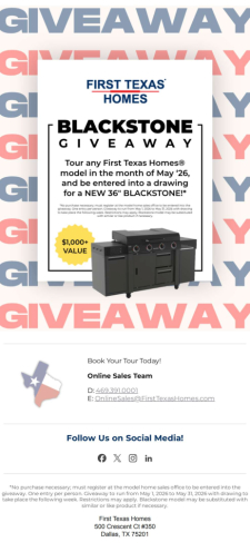 Take a Tour. Win a Blackstone.