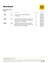 Heartland Personal Home Price Sheet