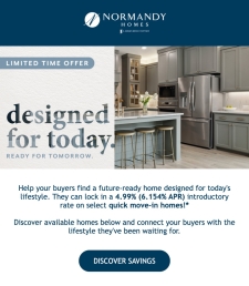 4.99% (6.154% APR) Low Rate on Quick Move-In Homes!