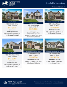 Available Inventory in Justin at Timberbrook