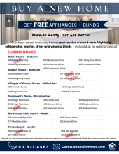 Purchase select inventory homes and receive free appliances and blinds!