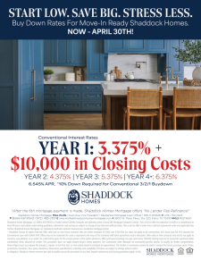 3/2/1 Buydown AND $10,000 in Closing Costs