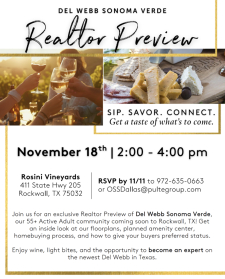Sip, Savor And Connect In Sonoma Verde With Del Webb on Nov. 18th!