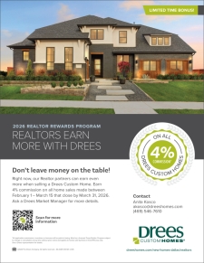 4% Commission. Limited Time. All Drees Homes.