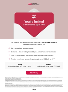 An exclusive, agent-only Grand Opening at Parks at Foster Crossing!