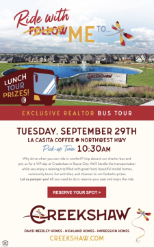 Don&rsquo;t Wait to Join the Ride to Creekshaw! | Exclusive Realtor Bus Tour