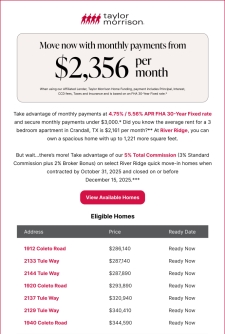 Earn up to 5% commission while your clients save big! River Ridge in Crandall, TX