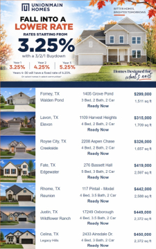 Great Rates On UnionMain Homes