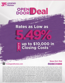 Legend Homes Open Door Deal: Rates as Low as 5.49%