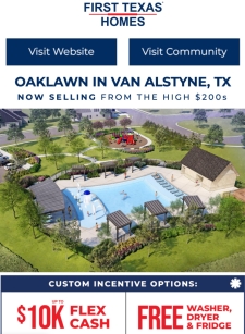 New Community. Big September Savings. Welcome to Oaklawn by First Texas Homes.
