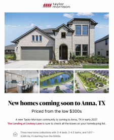 New Homes Coming Soon to Anna, TX! The Landing at Lindsey Lane