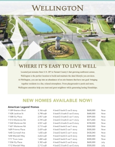 New Homes Now Available at Wellington in Tarrant County