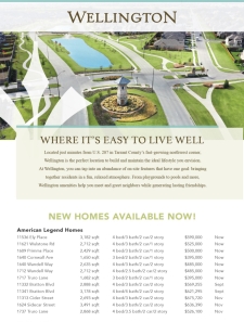 New Homes Now Available at Wellington in Tarrant County