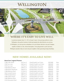 New Homes Now Available at Wellington in Tarrant County
