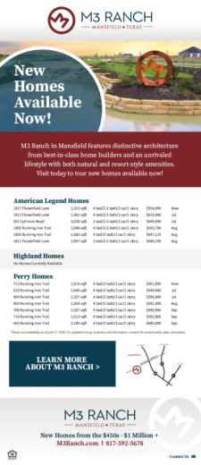 New Homes from the $450s&ndash;$1 Million+ at M3 Ranch in Mansfield