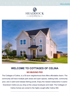 No MUD/No PID Homes in Celina!