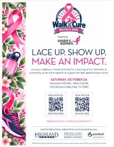 Register Today! Walk for the Cure with Highland Homes in Monterra 2026