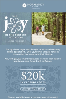 Right Home. Right Location. Now with $20K in Savings.