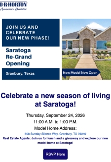 You're Invited: Lunch, a Giveaway, and New Home Tours at Saratoga