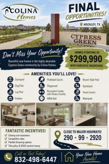 Final Opportunities in Cypress Green