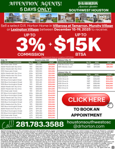 3% Commission + $15K BTSA in Southwest Houston